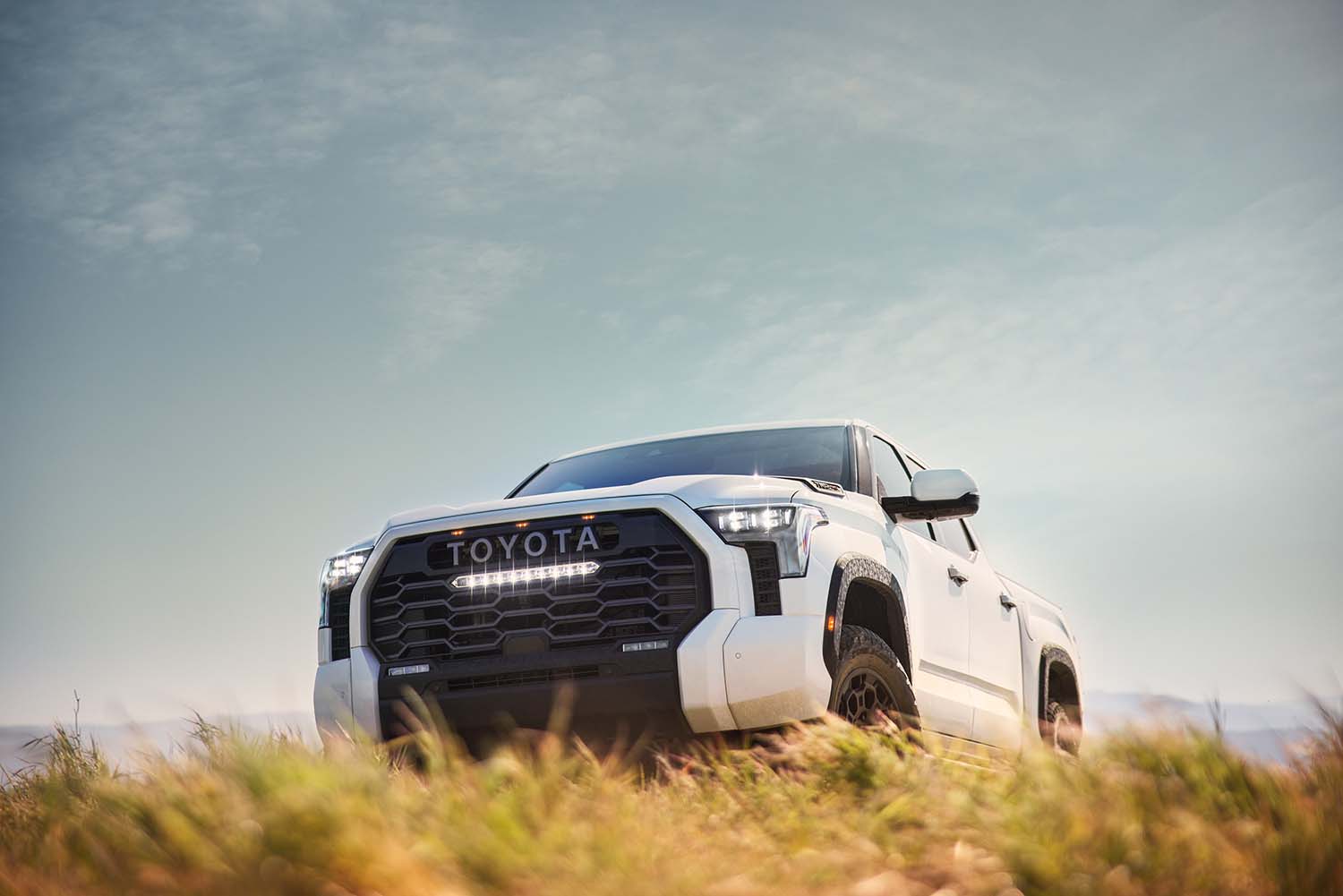 Toyota Hybrid for Everyone at Bennett Toyota of Lebanon | The 2022 Tundra Hybrid parked in the grass